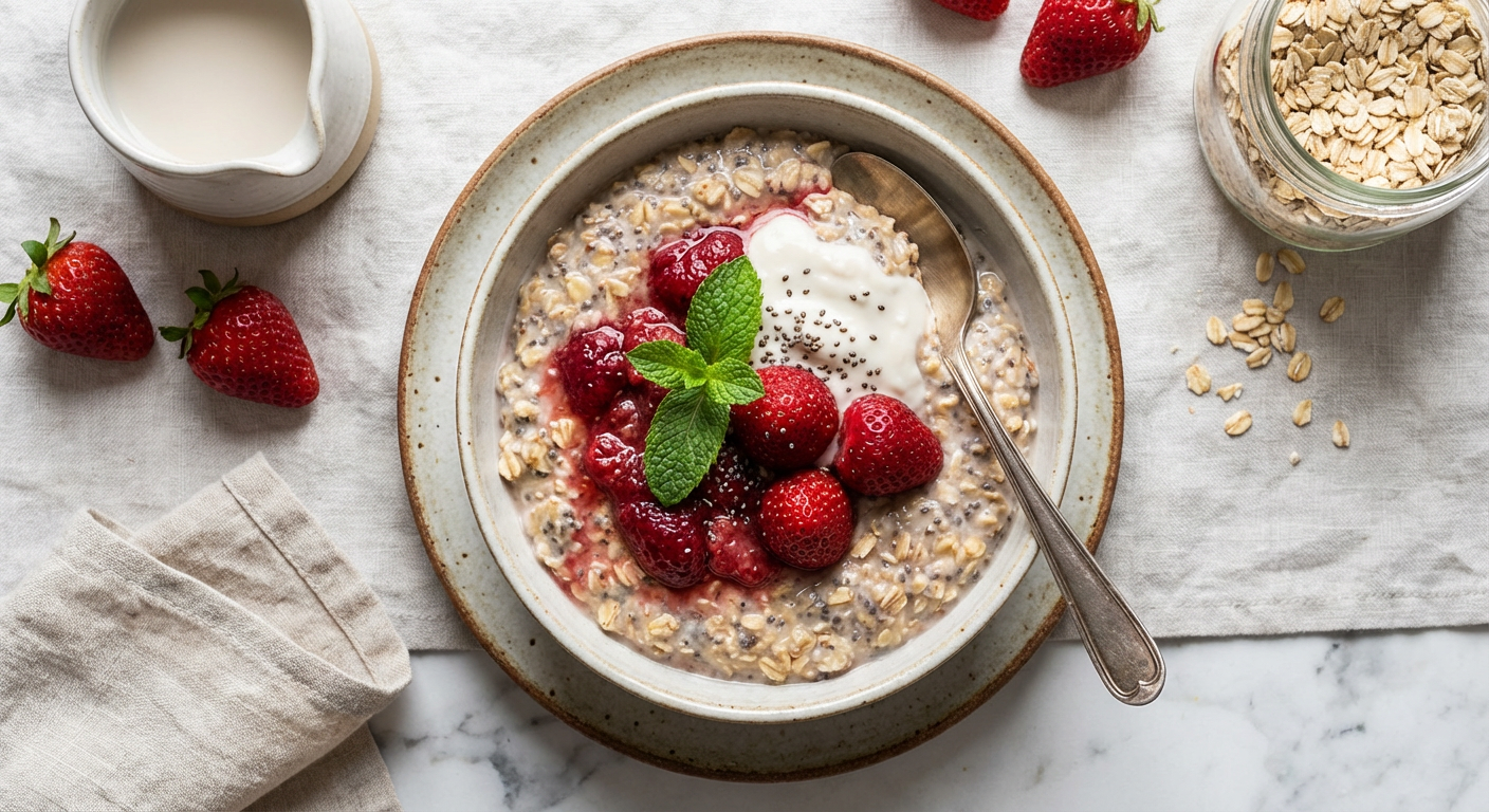 High-Protein Strawberry Overnight Oats