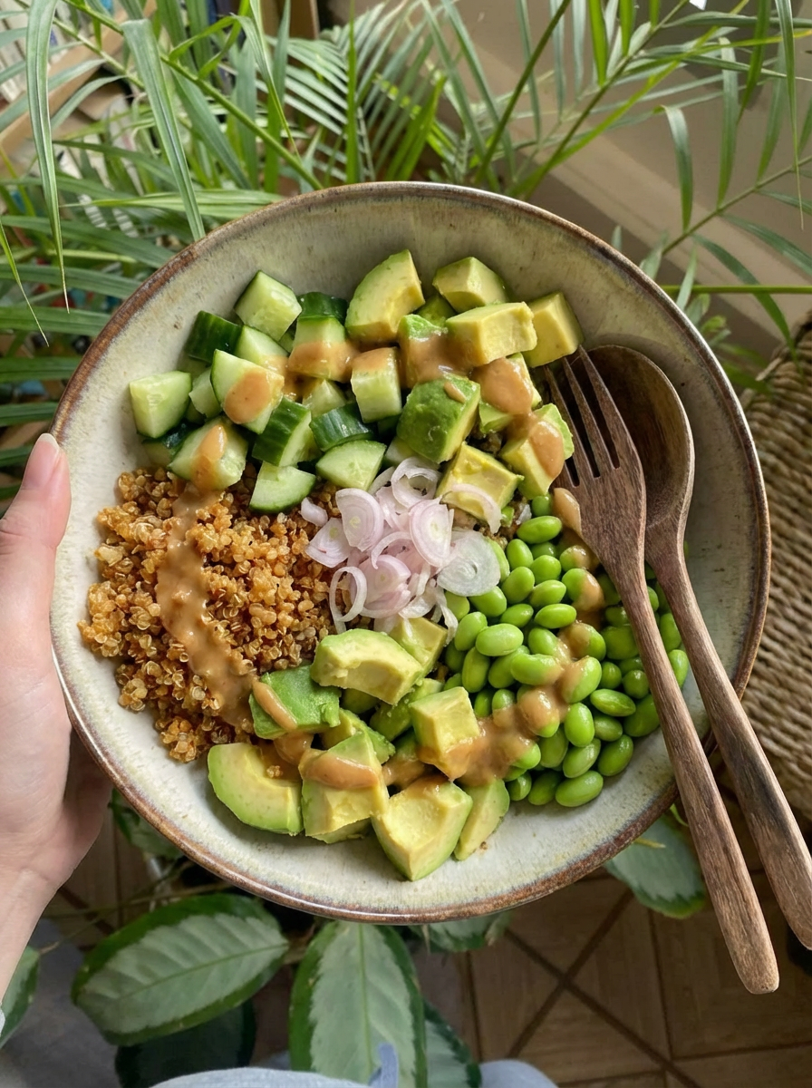 Crispy Quinoa Salad with Peanut Dressing