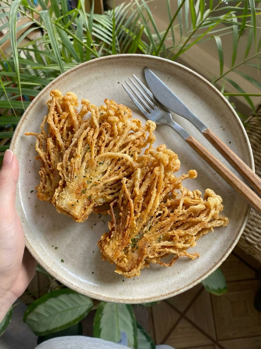 Crispy Vegan Fried Chicken (Enoki Mushroom)