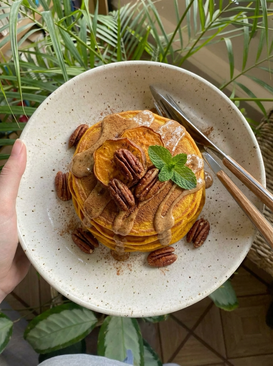 Fluffy Vegan Sweet Potato Pancakes